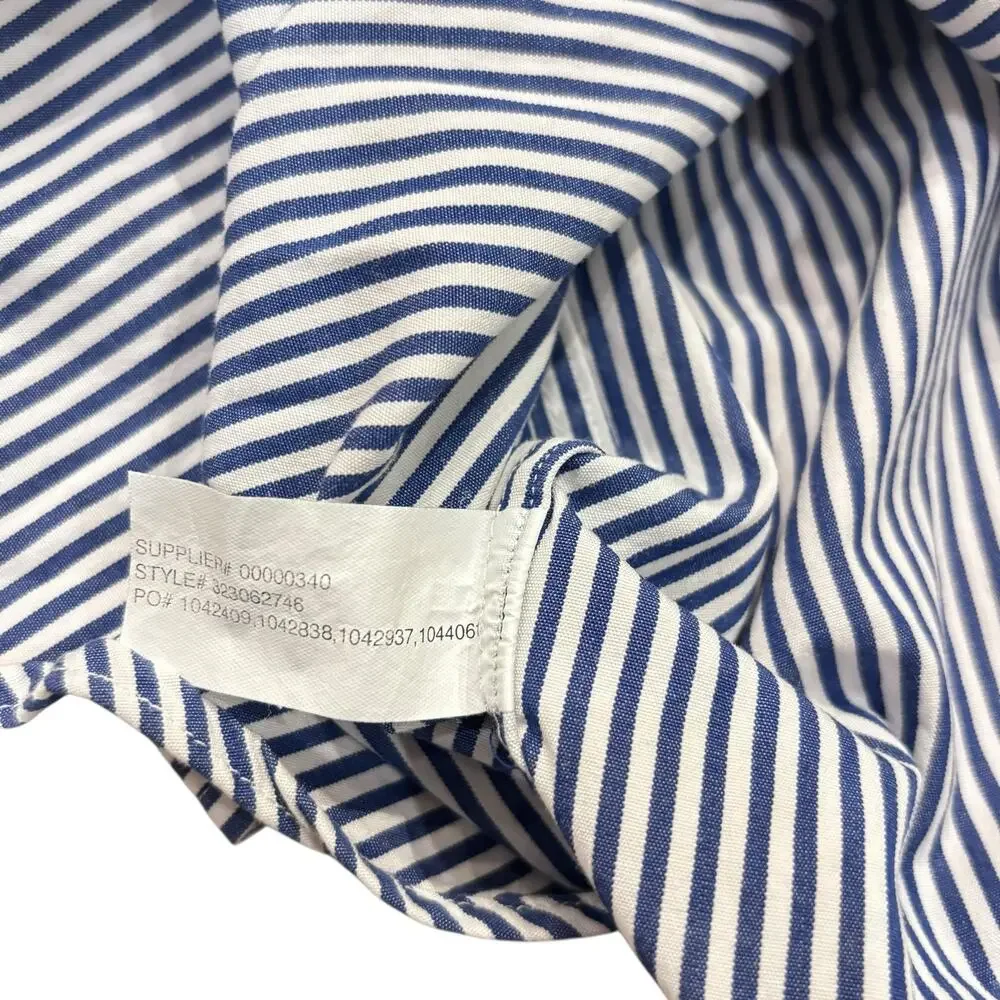Ralph Lauren Boys Blue White Striped Button Down Shirt Classic Poplin Small 8-10